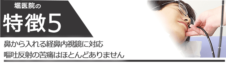 鼻から入れる経鼻内視鏡に対応　嘔吐反射の苦痛はほとんどありません